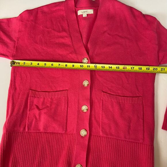 Loft Women's Pink Cotton Blend Cardigan Sweater Size Small - Picture 9 of 10